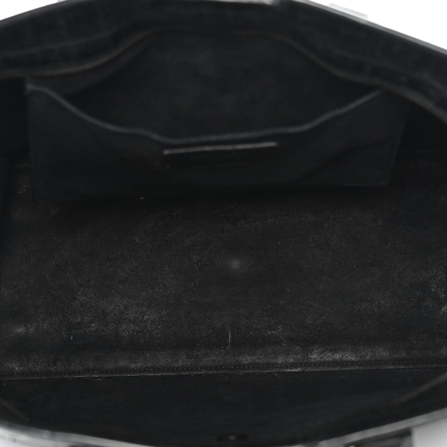 Saint Laurent Calfskin Crocodile Embossed Small Monogram Cabas Black