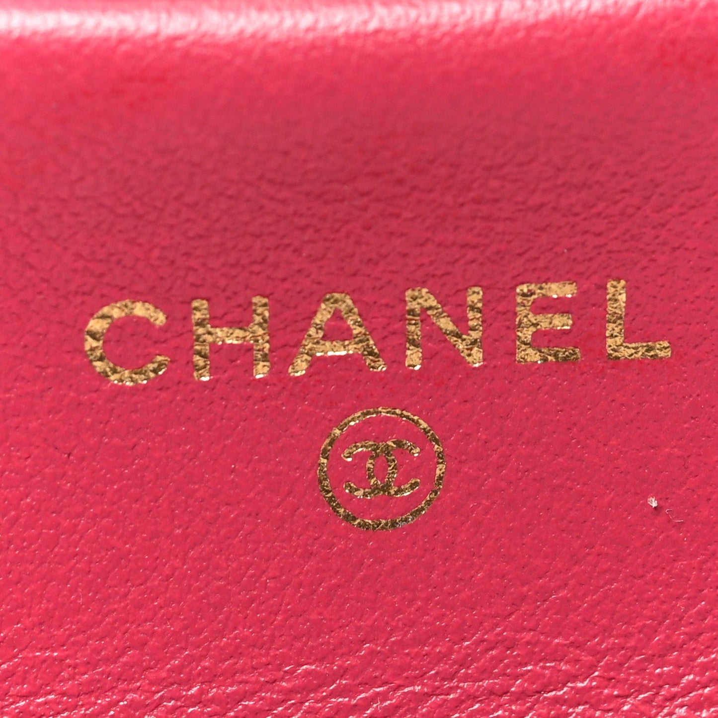 Chanel Calfskin Quilted Lady Handle Flap Card Holder With Chain Dark Pink