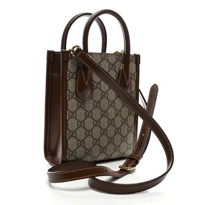 Gucci GG Supreme Monogram Azalea Calfskin Mini Retro Interlocking G Tote Bag Beige Ebony Brown Sugar