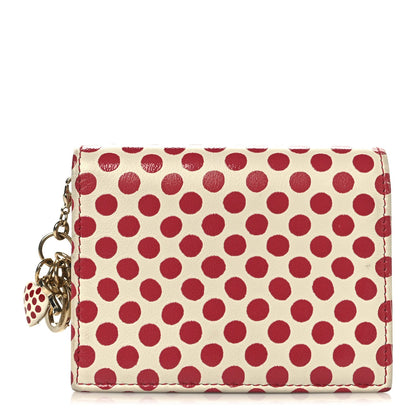 Christian Dior Calfskin DiorAmour Dots 5 Gusset Card Holder Red White