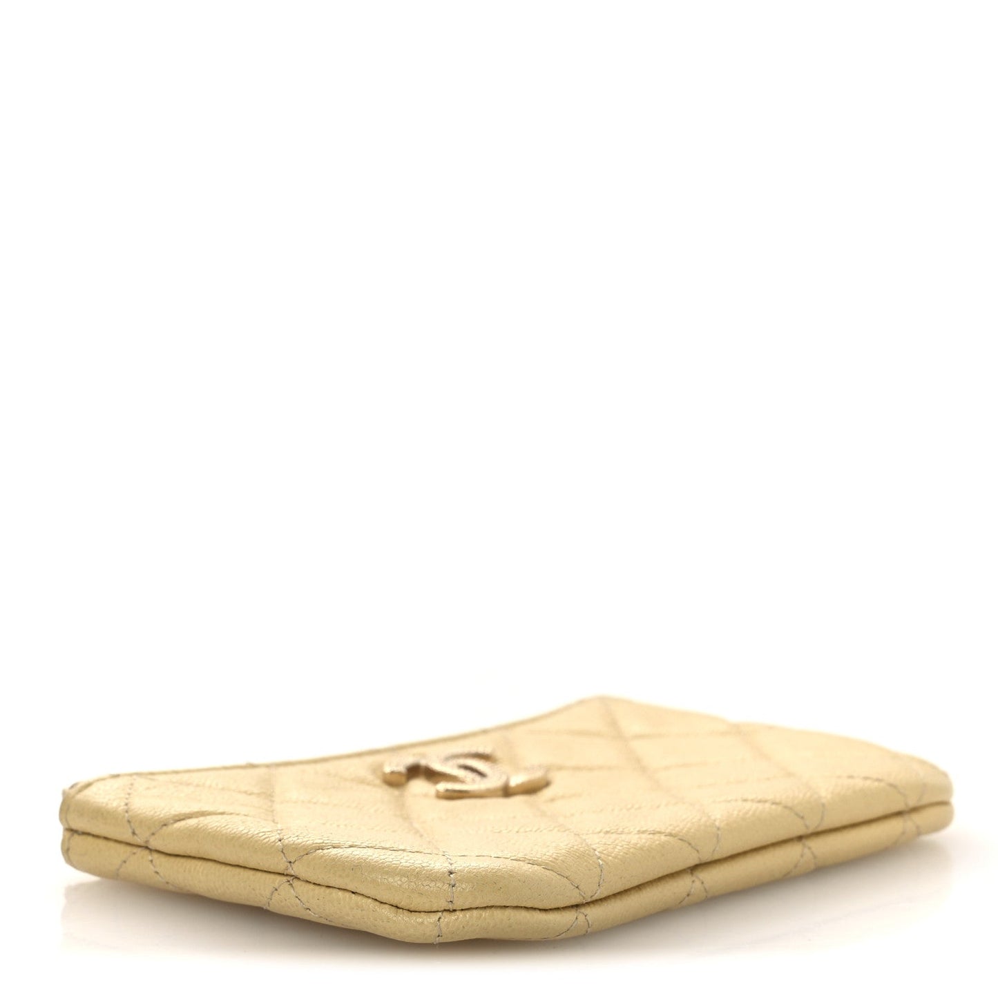 Chanel Caviar Quilted Studded CC Small Pouch Yellow