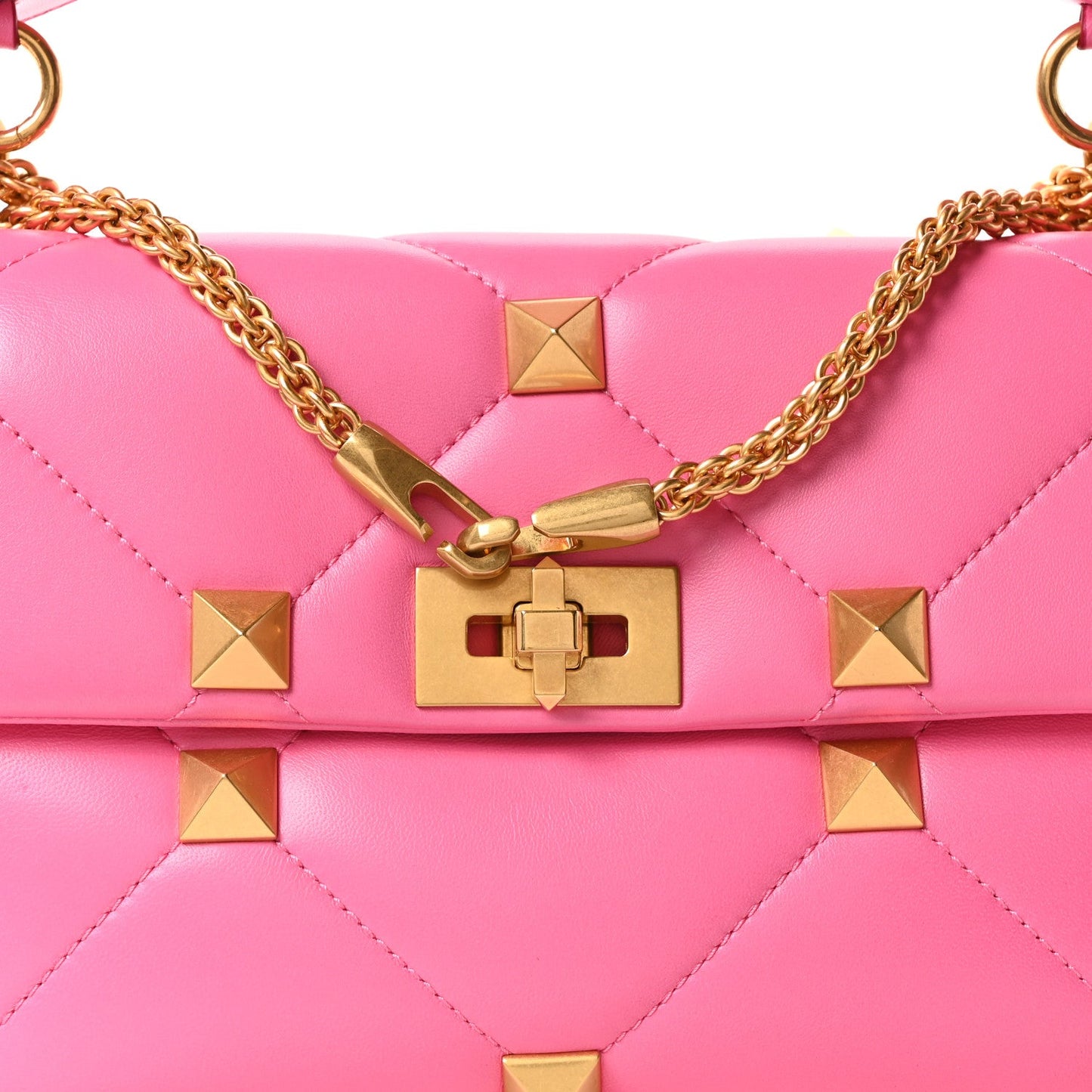 Valentino Garavani Nappa Large Roman Stud Shoulder Bag Feminine Pink