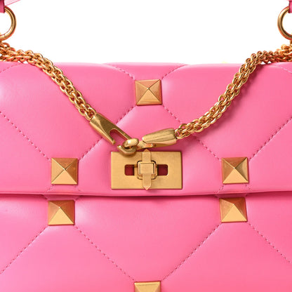 Valentino Garavani Nappa Large Roman Stud Shoulder Bag Feminine Pink