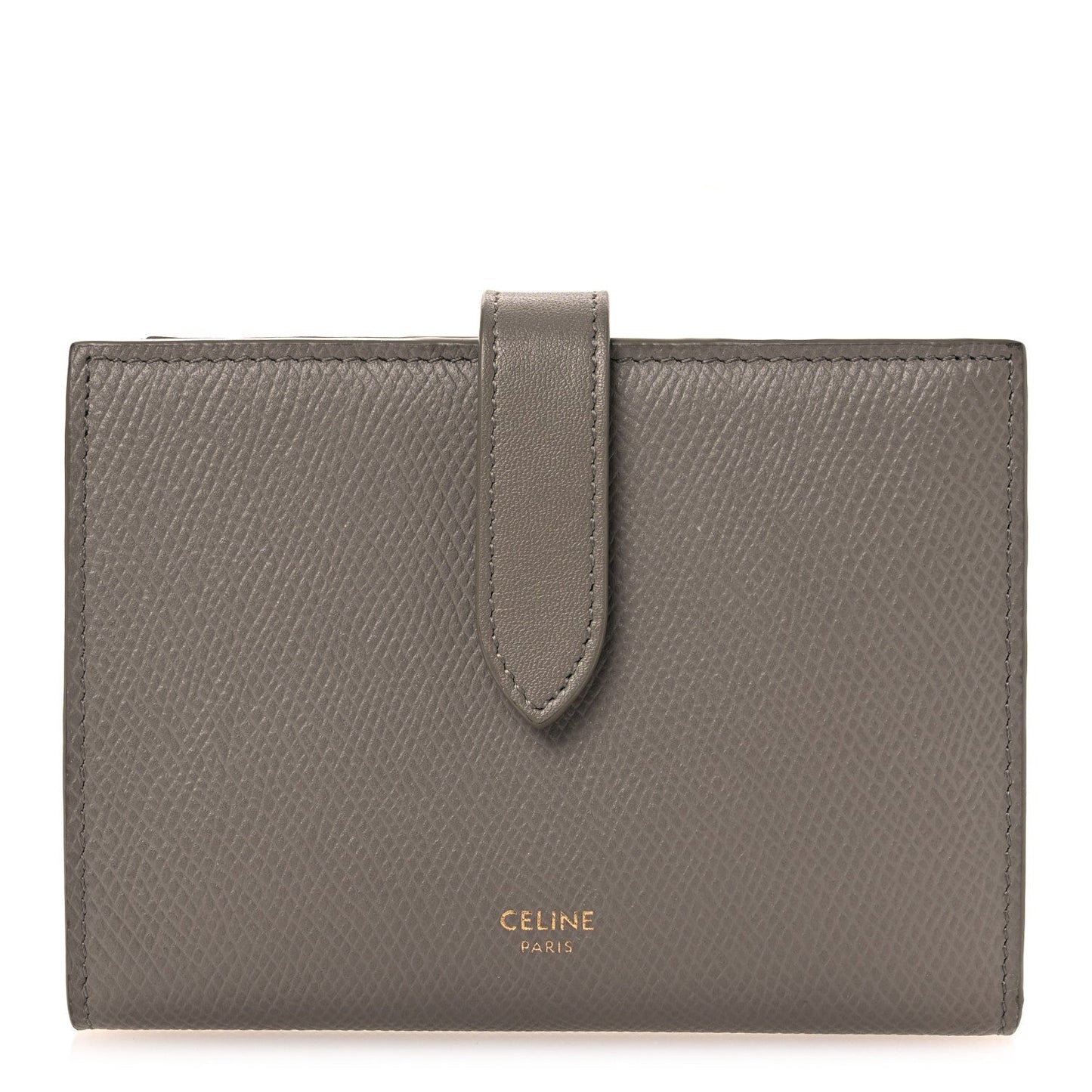 Celine Grained Calfskin Medium Multifunction Strap Wallet Pebble