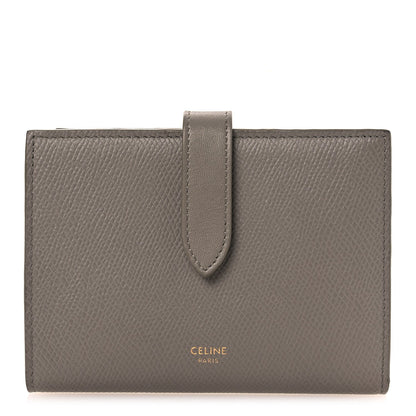 Celine Grained Calfskin Medium Multifunction Strap Wallet Pebble