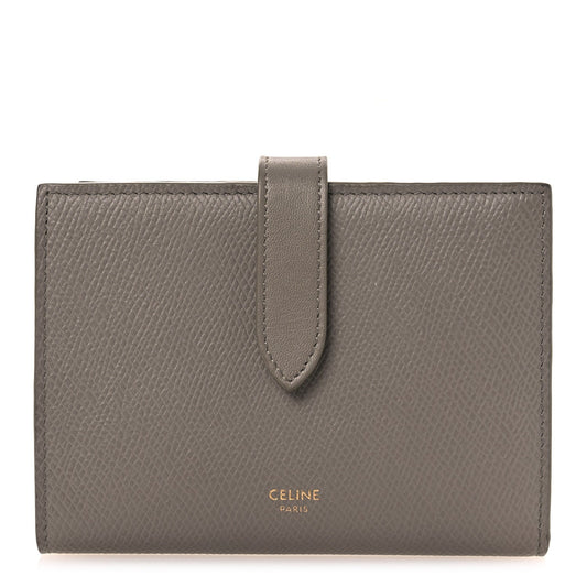Celine Grained Calfskin Medium Multifunction Strap Wallet Pebble