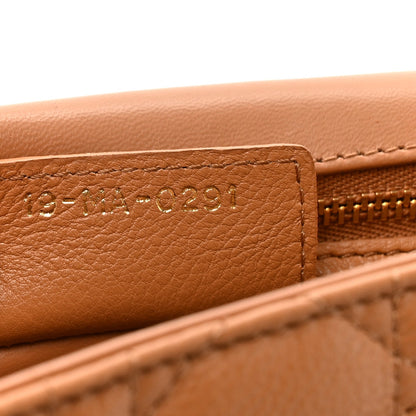 Christian Dior Calfskin Cannage Medium Caro Bag Tan