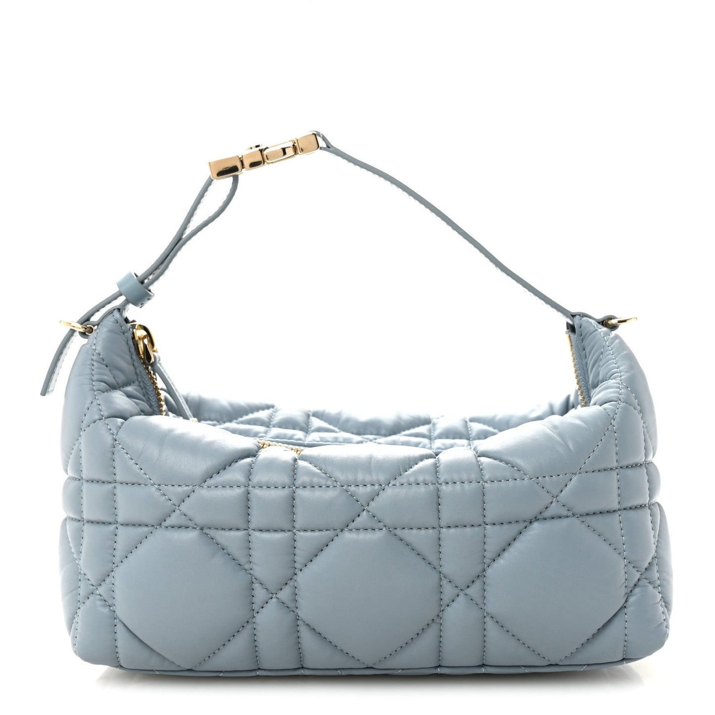 Christian Dior Calfskin Macrocannage Small Diortravel Nomad Pouch Bracing Blue