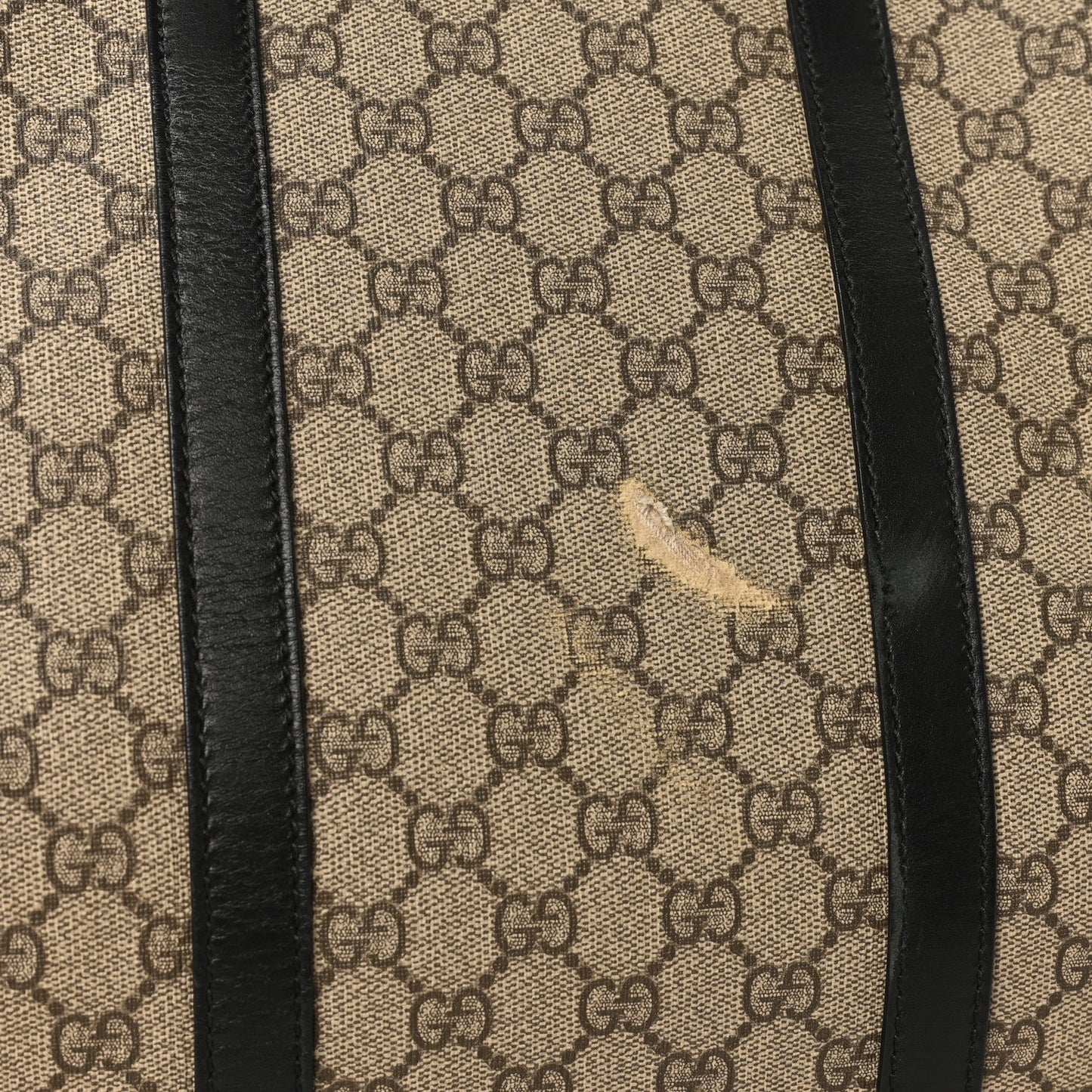 Gucci GG Supreme Monogram Selleria Calfskin Large Duffle Beige Ebony Black