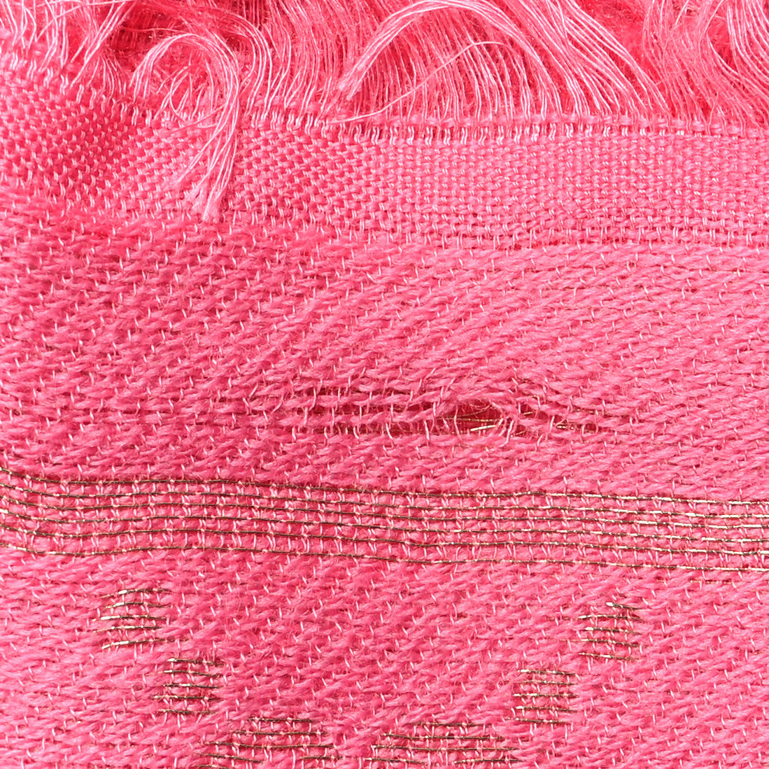 Gucci Wool Silk Lurex GG Monogram Bright G Fringe Scarf Fuxia