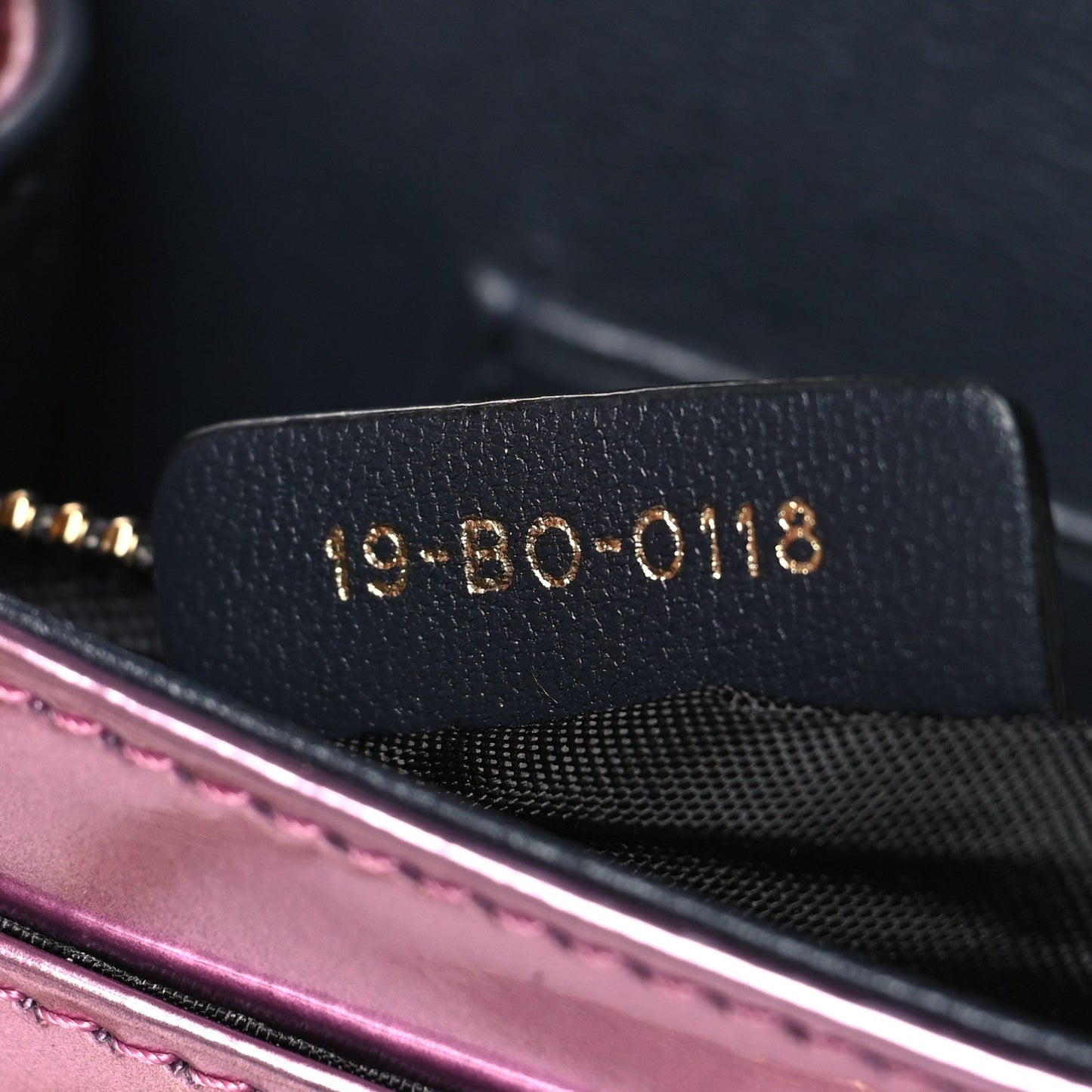 Christian Dior Metallic Patent Micro-Cannage Diorama Wallet on Chain Pouch Pink