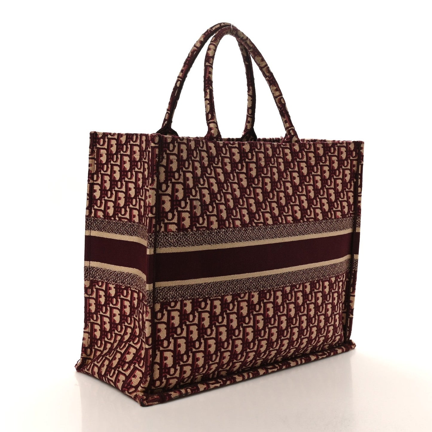 Christian Dior Oblique Large Book Tote Burgundy Multicolor