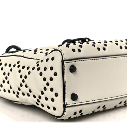 Christian Dior Ultra Matte Calfskin Studded Mini Supple Lady Dior White Black