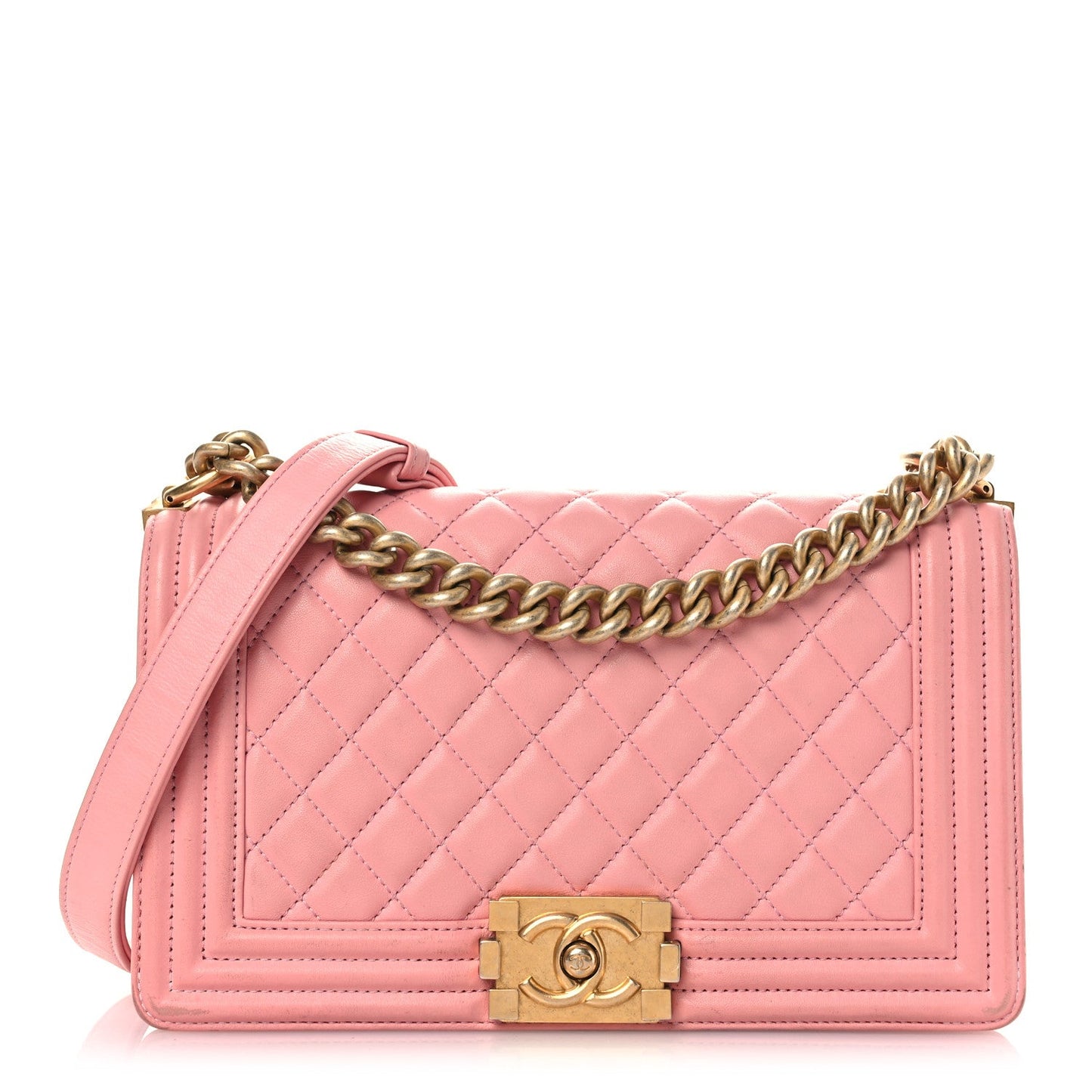 Chanel Lambskin Quilted Medium Boy Flap Light Pink