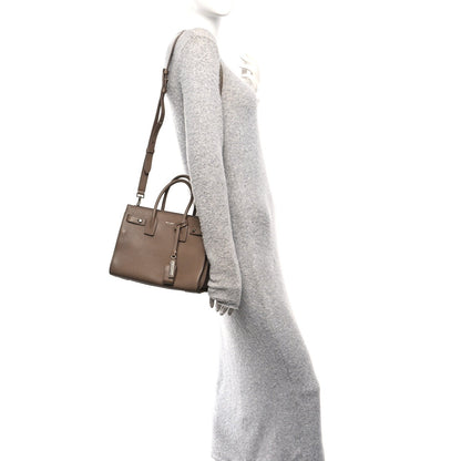 Saint Laurent Grained Calfskin Baby Sac De Jour Souple Taupe