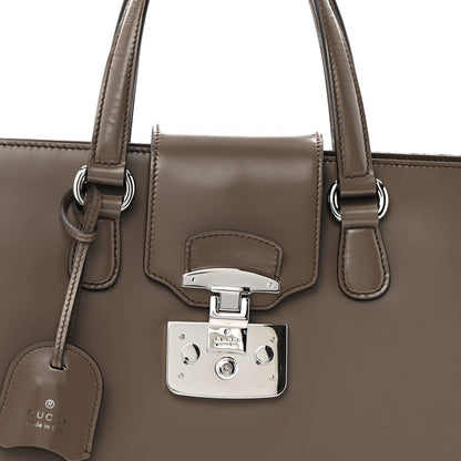 Gucci Regent Calfskin Large Lady Lock Flap Top Handle Bag Grey