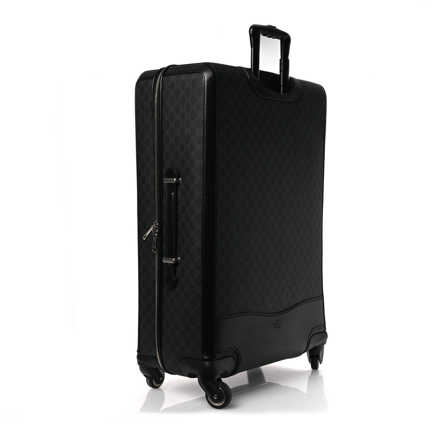 Gucci GG Supreme Monogram Large Four Wheel Suitcase Black Grey