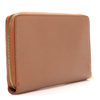 Celine Calfskin Zip Around Multifunction Wallet Tan