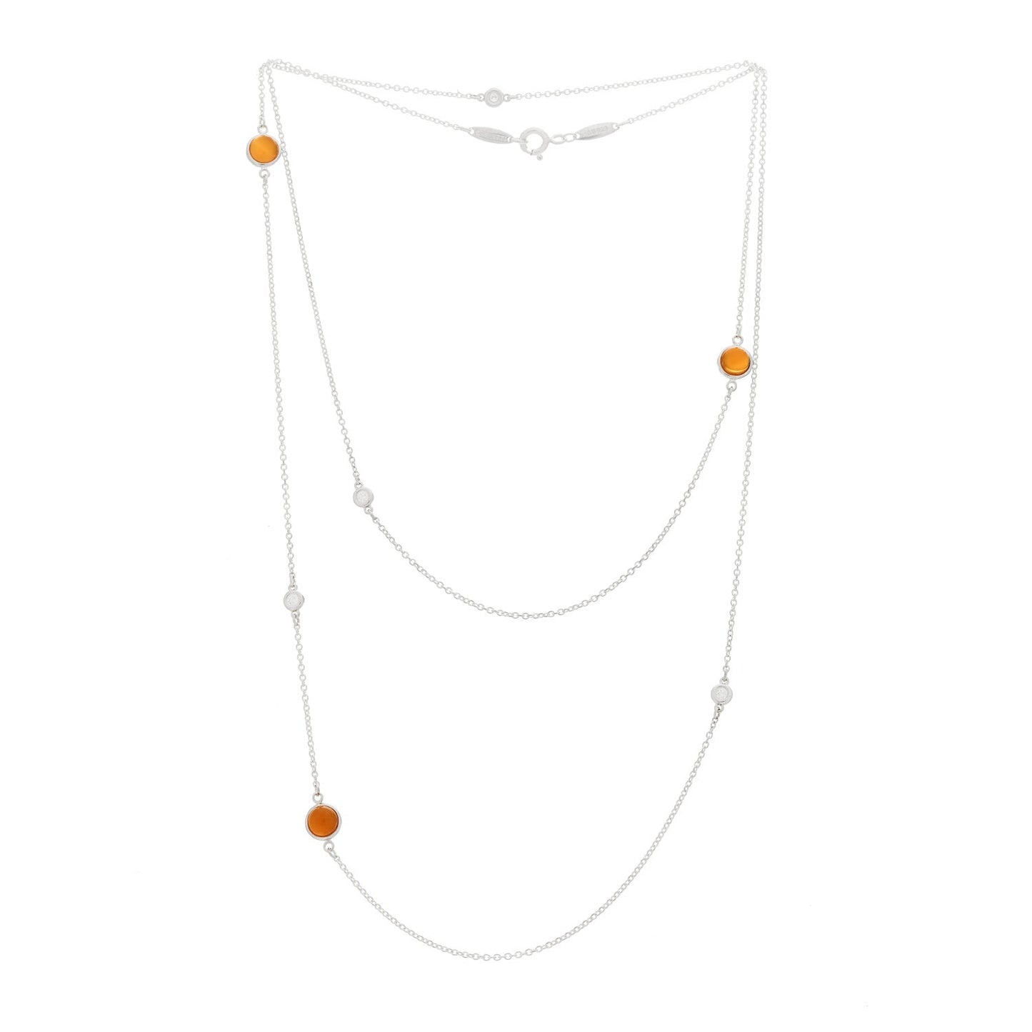 Tiffany Sterling Silver Diamond Orange Chalcedony Elsa Peretti Color By The Yard Sprinkle Necklace