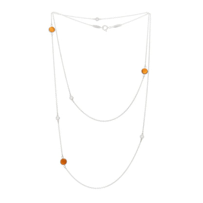 Tiffany Sterling Silver Diamond Orange Chalcedony Elsa Peretti Color By The Yard Sprinkle Necklace