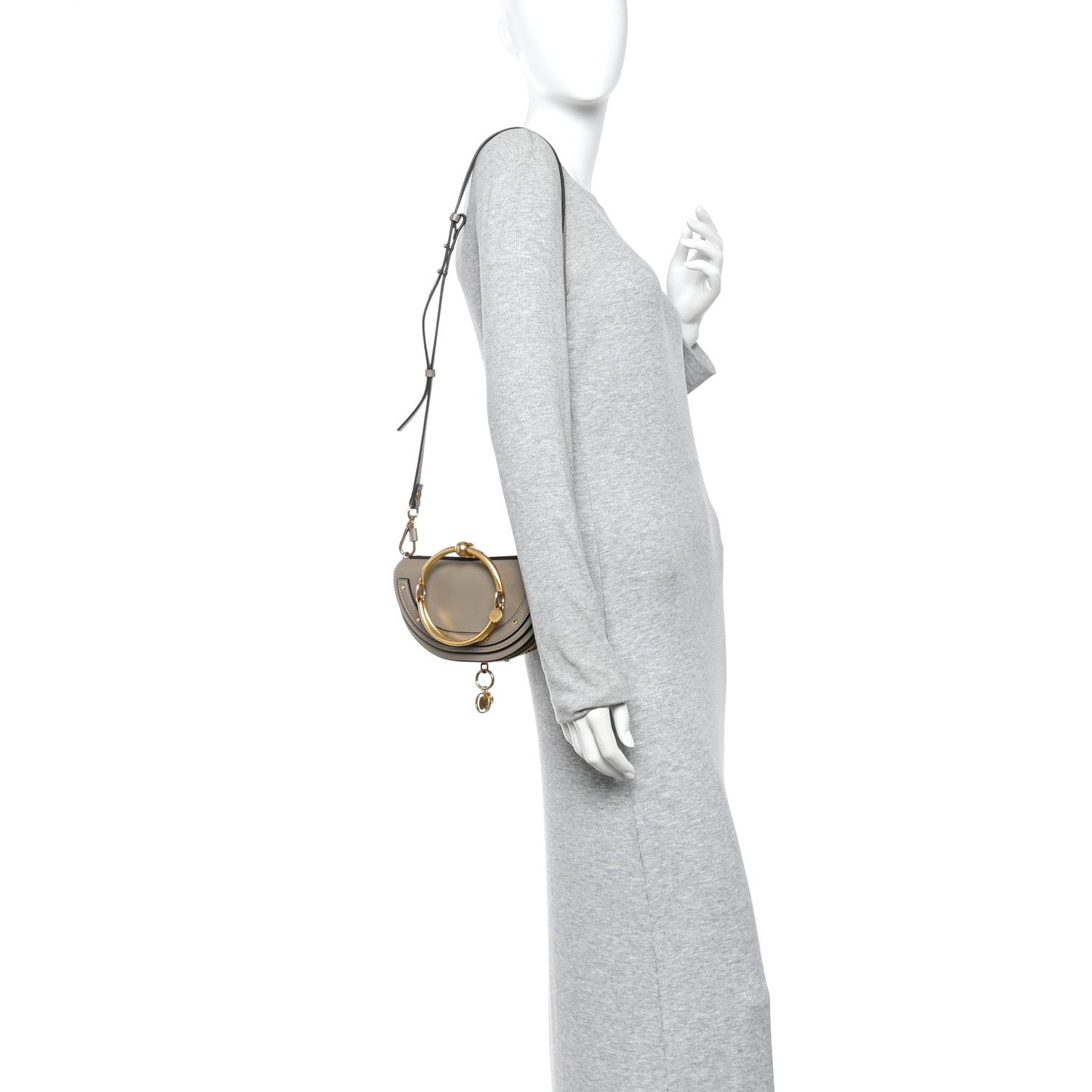 Chloe Calfskin Small Nile Bracelet Minaudiere Bag Motty Grey