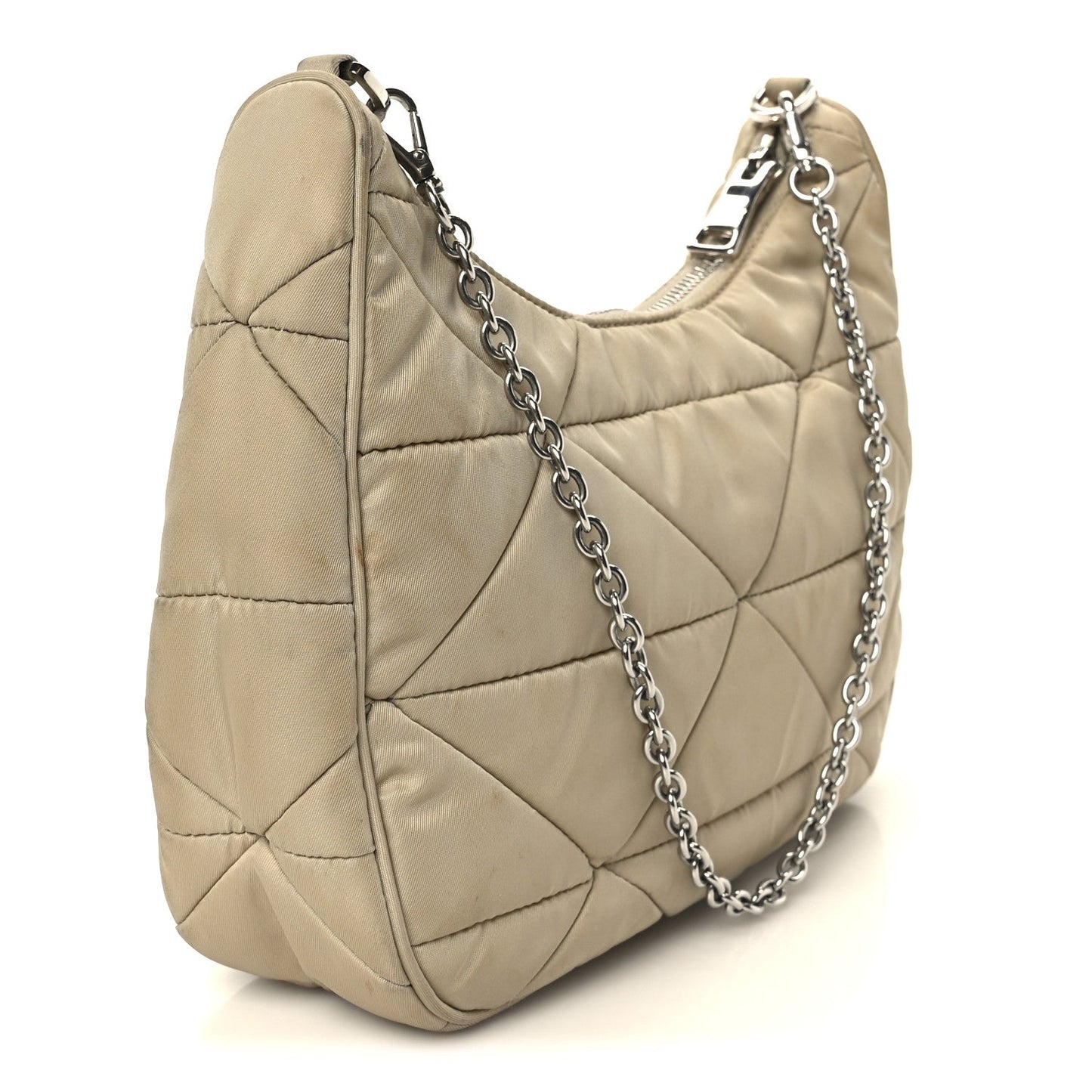 Prada Re-Nylon Triangle Quilted Padded Patchwork System Shoulder Bag Deserto