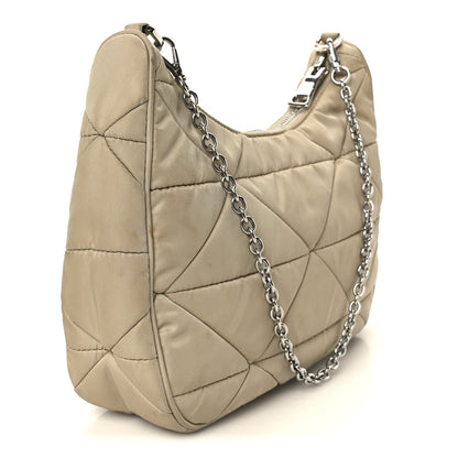 Prada Re-Nylon Triangle Quilted Padded Patchwork System Shoulder Bag Deserto