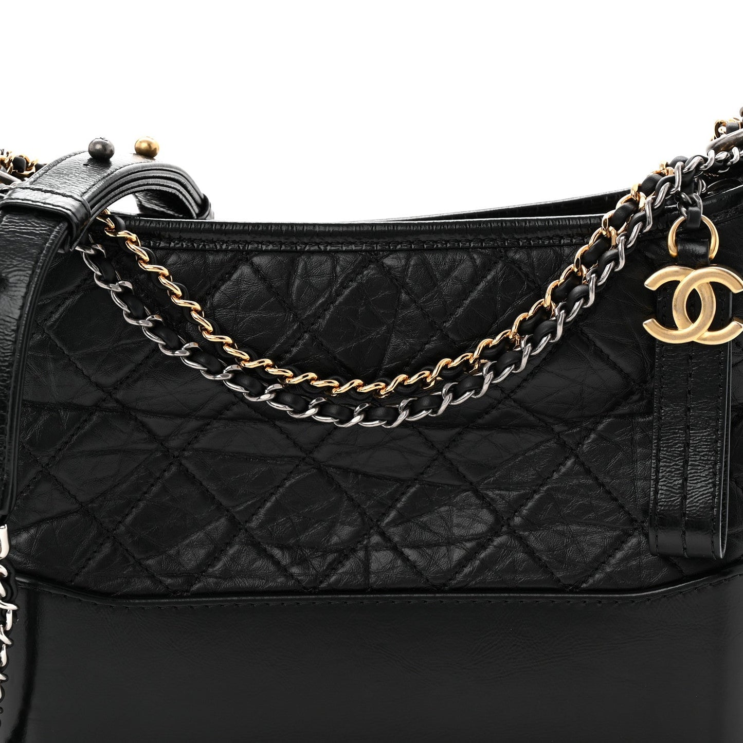 Chanel Aged Calfskin Quilted New Medium Gabrielle Hobo Black