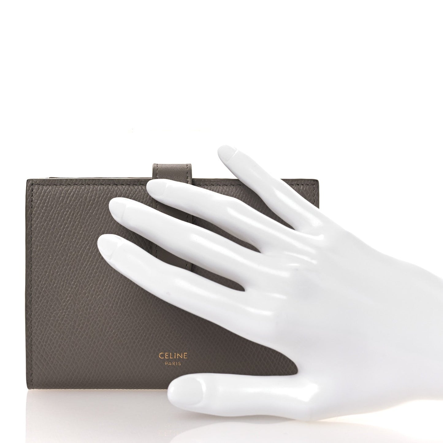 Celine Grained Calfskin Medium Multifunction Strap Wallet Pebble