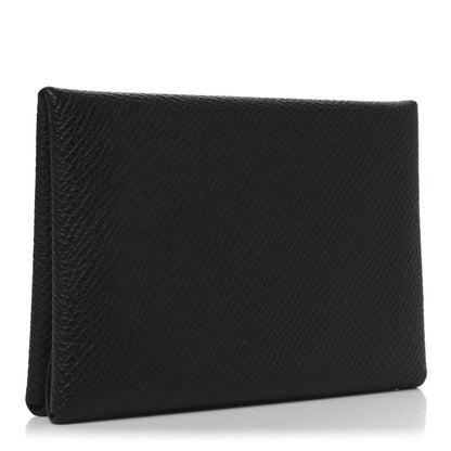 Hermes Epsom Calvi Duo Card Case Black