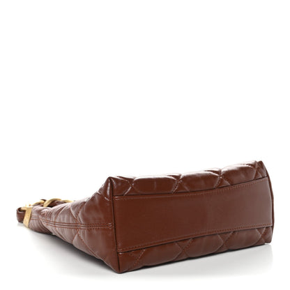 Chanel Shiny Crumpled Lambskin Quilted Small CC Funky Town Hobo Brown