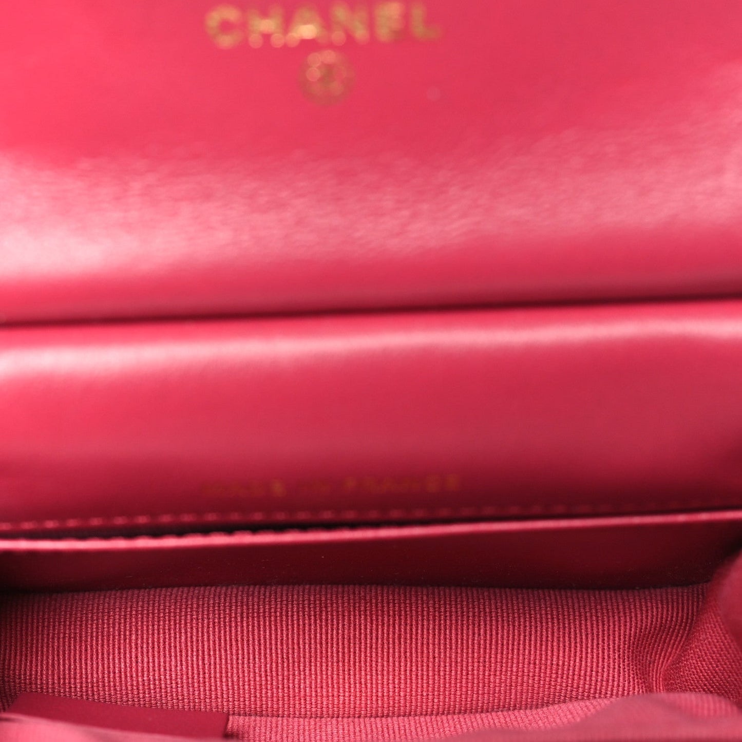 Chanel Calfskin Quilted Lady Handle Flap Card Holder With Chain Dark Pink