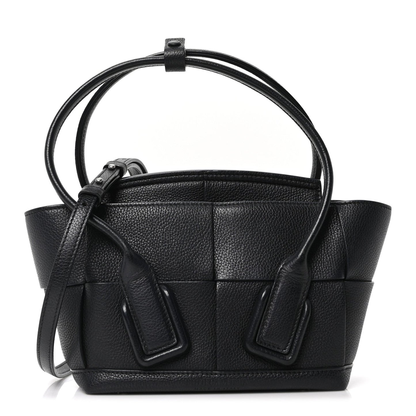 Bottega Veneta Grained Calfskin Mini Maxi Intrecciato Arco 33 Black