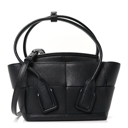 Bottega Veneta Grained Calfskin Mini Maxi Intrecciato Arco 33 Black