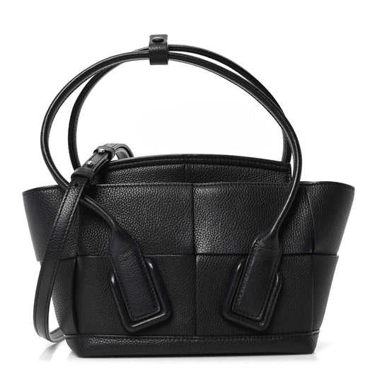 Bottega Veneta Grained Calfskin Mini Maxi Intrecciato Arco 33 Black