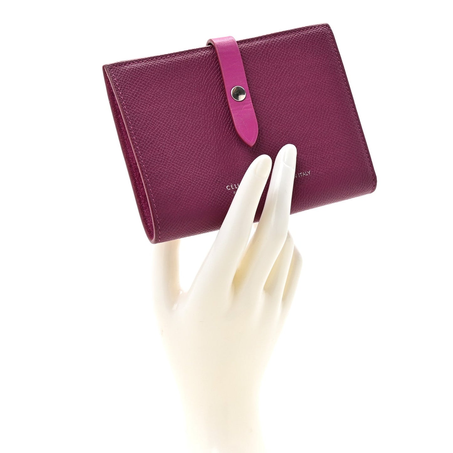Celine Grained Calfskin Medium Multifunction Strap Wallet Magenta