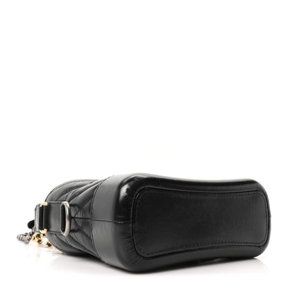 Chanel Aged Calfskin Chevron Quilted Small Gabrielle Hobo Black