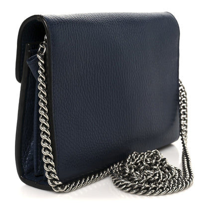 Gucci Dollar Calfskin Crystal Mini Dionysus Chain Wallet Blue Agata Black Diamond