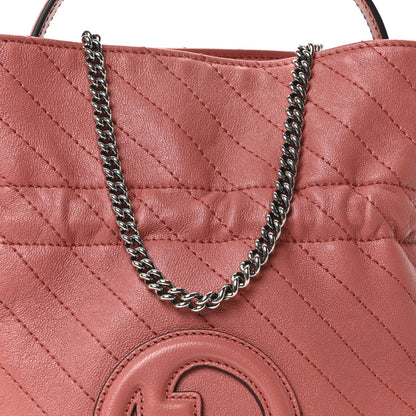Gucci Sakai Be Green Calfskin Diagonal Stitched Mini Blondie Bucket Bag Pink