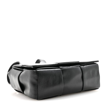 Bottega Veneta Crinkled Lambskin Maxi Intrecciato Extra Mini Cassette Crossbody Bag Black