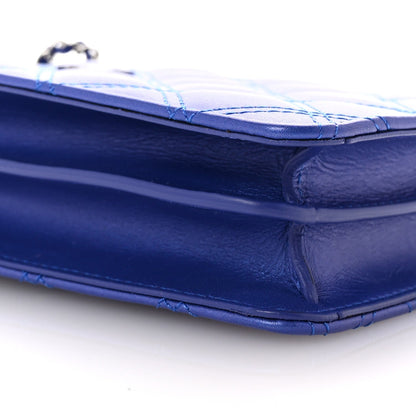 Chanel Calfskin Quilted Crossbody CC Phone Holder Dark Blue