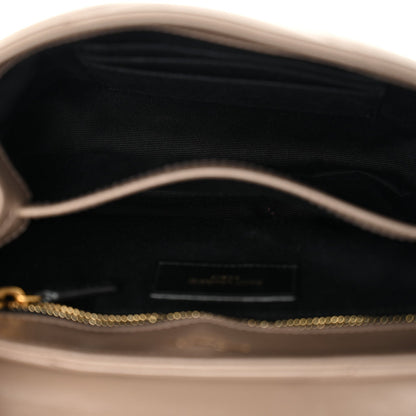 Saint Laurent Calfskin Y Quilted Monogram Toy Loulou Crossbody Bag Taupe