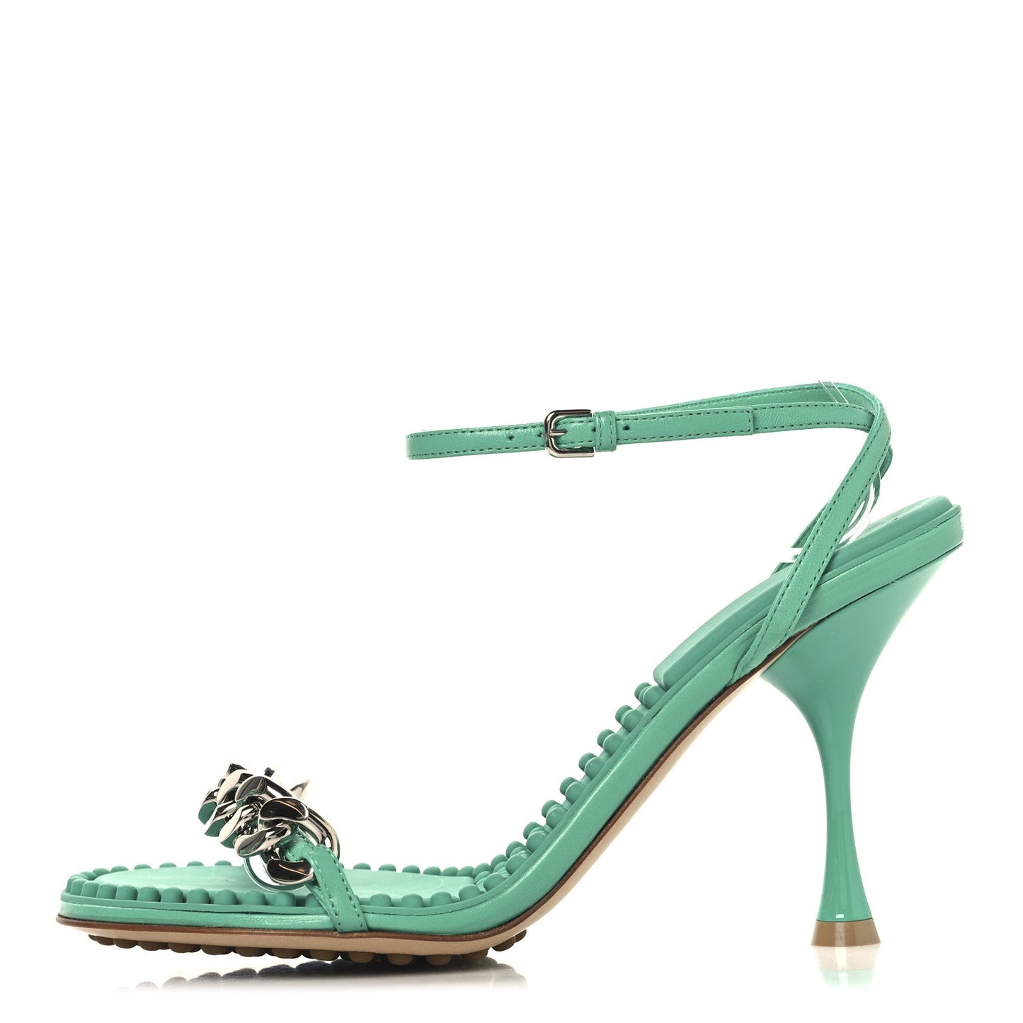 Bottega Veneta Lambskin Dot 100mm Sandals 37 Acid Turquoise