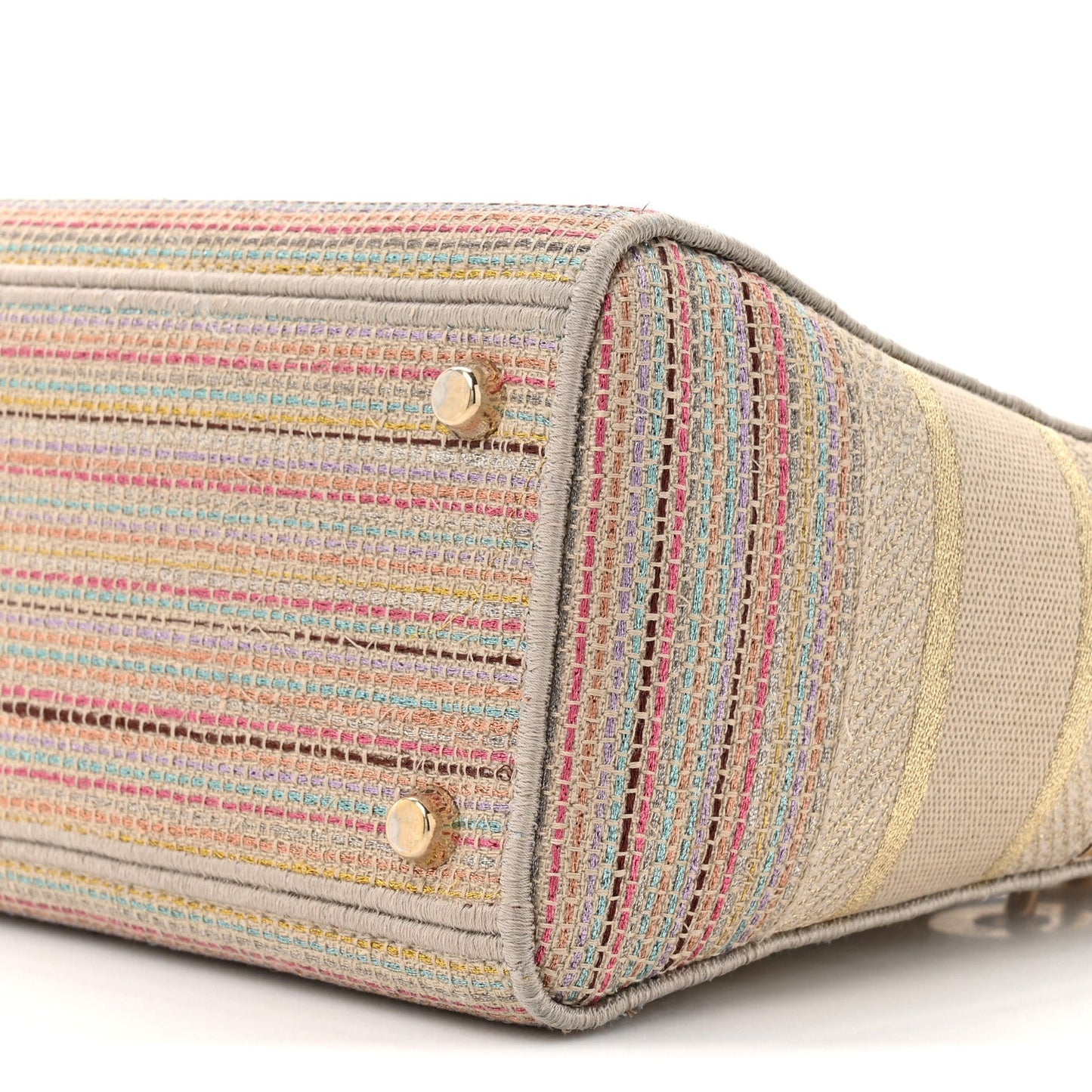 Christian Dior Canvas Embroidered Medium Lady D-Lite Beige Multicolor