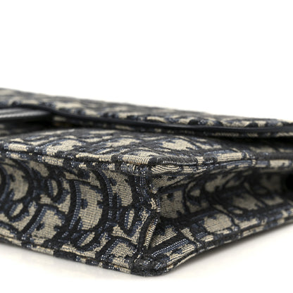 Christian Dior Oblique Saddle Chain Pouch Blue