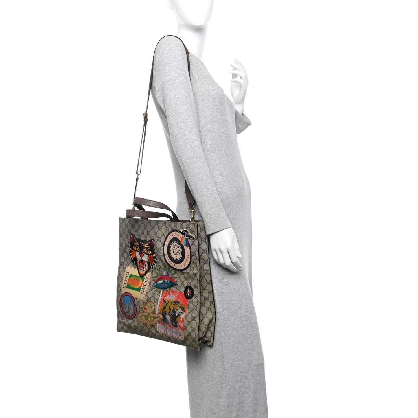 Gucci Soft GG Supreme Monogram Courrier Vertical Tote Beige New Acero