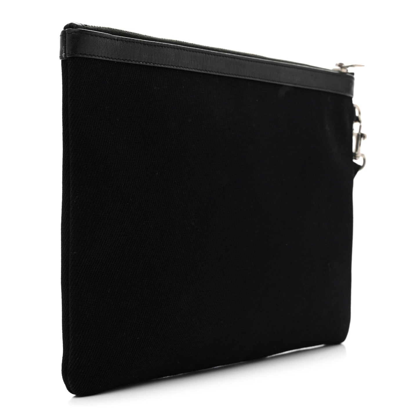 Saint Laurent Linen Canvas Rive Gouche Zipped Pouch Black