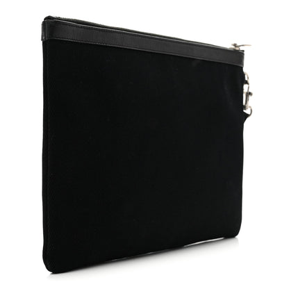 Saint Laurent Linen Canvas Rive Gouche Zipped Pouch Black