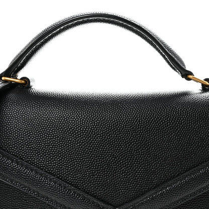 Saint Laurent Grain De Poudre Mini Classic Monogram Cassandra Top Handle Black