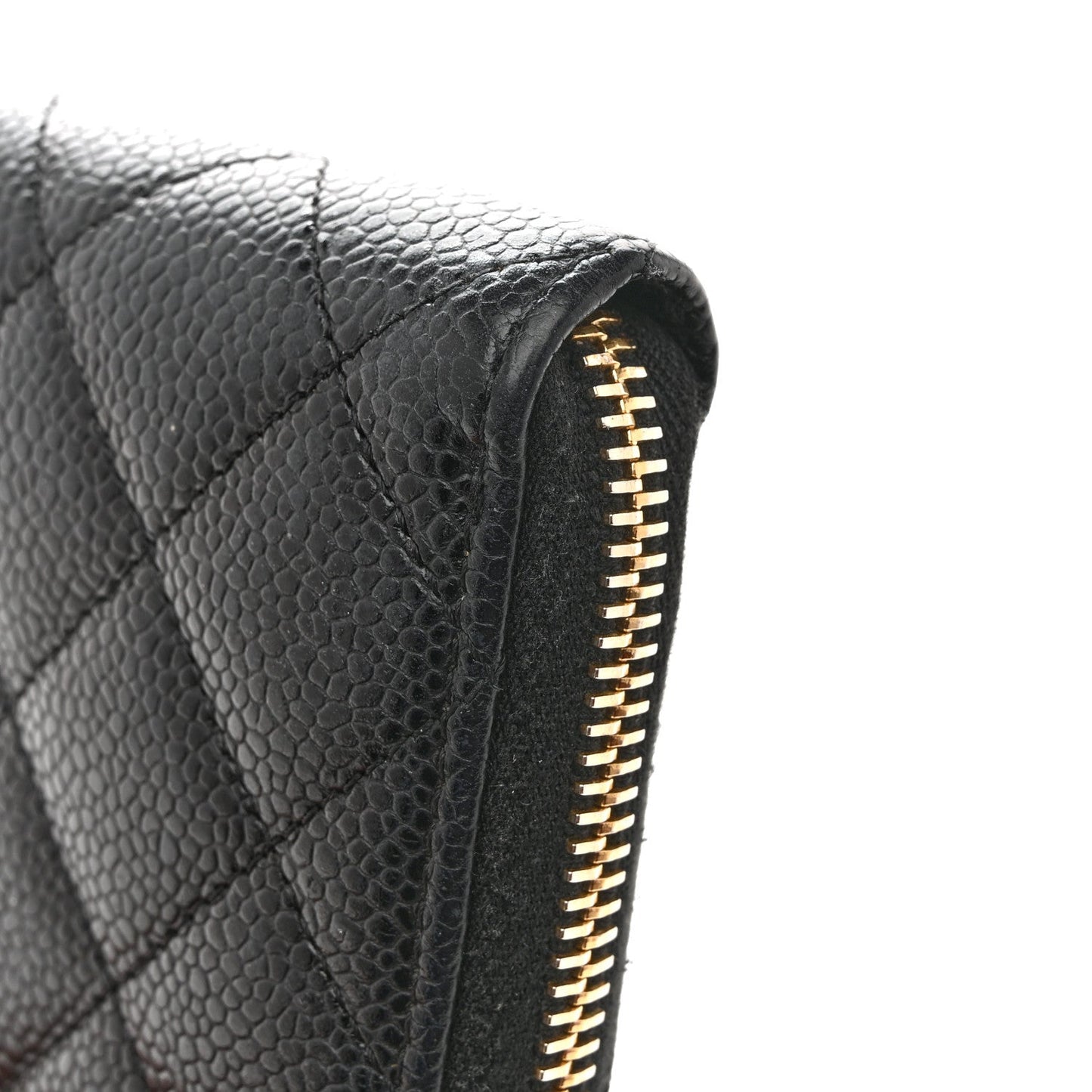 Chanel Caviar Quilted Large Gusset Zip Around Wallet Navy